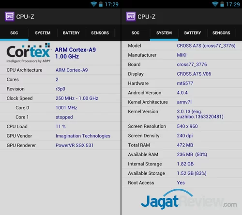 Review Smartphone Cross A7S: MediaTek Dual-Core Murah, Performa Kencang 2 cross a75 cpuz
