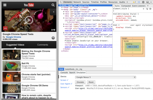 Chrome Beta Terbaru dengan Emulator Mobile 1 gambar via Chromium blog