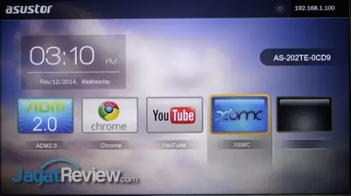 Review Asustor AS-202TE: NAS dengan Tampilan utama AS-202TE ketika menjadi multimedia player.