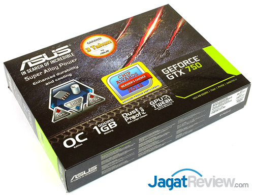 asus gtx 750 oc 1gb front box