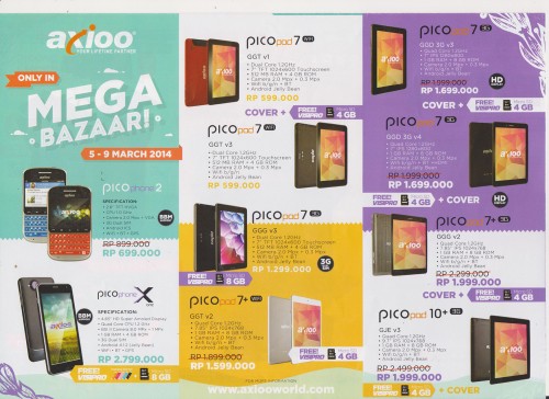 Mega Bazaar Consumer Show 2014: Promo Murah Smartphone & Tablet 4 AXIOO01