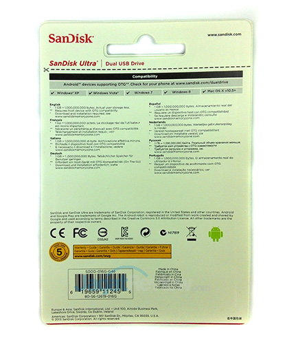 Review SanDisk Ultra Dual USB Drive 16 GB: Flash Disk untuk Smartphone, Tablet, dan PC 6 Sandisk Ultra Dual USB Drive 16 GB - Kemasan Belakang