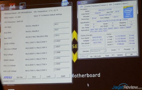 Demo Overclocking di Motherboard Z97 Terbaru MSI 3 Clock 6.4Ghz yang berhasil dicapai *klik untuk memperbesar*