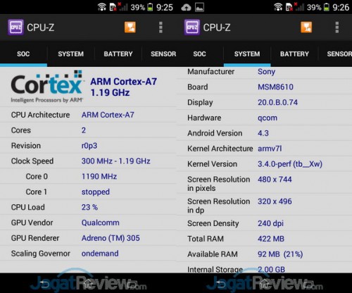 CPUZ Xperia E1 Dual