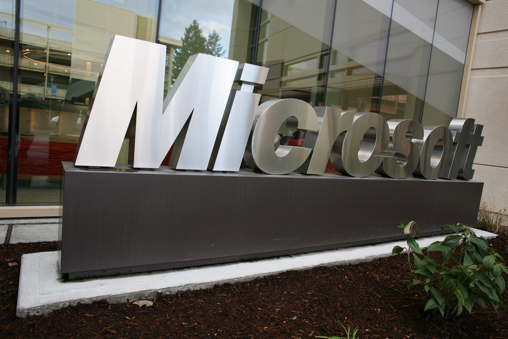 microsoft logo sign outside hq flickr