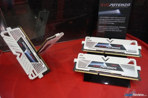 ​Memori RAM DDR3 Geil Evo Potenza yang memiliki spesifikasi kecepatan yang mencapai 3000 Mhz utntuk platform Intel Z97.