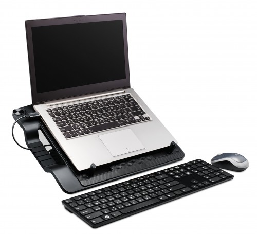 Ergostand III-45 degree right with laptop keyboard mouse
