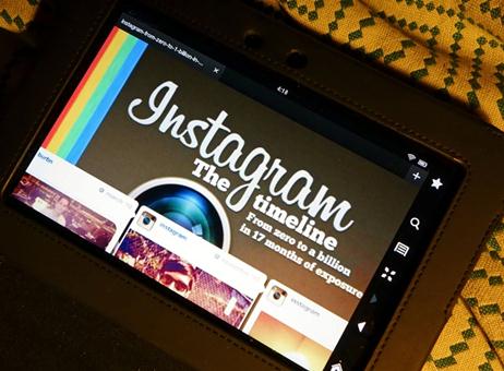 11946 Instagram tablet on a bed