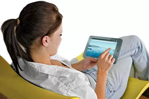 woman with tablet