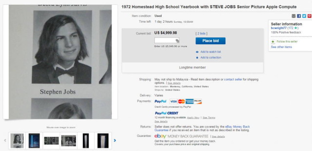 Buku Tahunan SMA Steve Jobs Laku $12,000 di eBay 1 sjobs