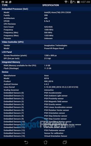 Review ASUS FonePad 8: Tablet Android BayTrail Dual SIM Kencang 5 ASUS Fonepad 8 - CPUZ Sensor