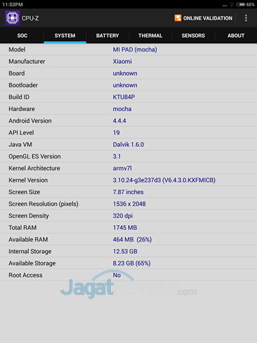 Review Xiaomi Mi Pad: Tablet Android Tegra K1 Kencang! 4 Xiaomi Mi Pad - CPUZ SoC