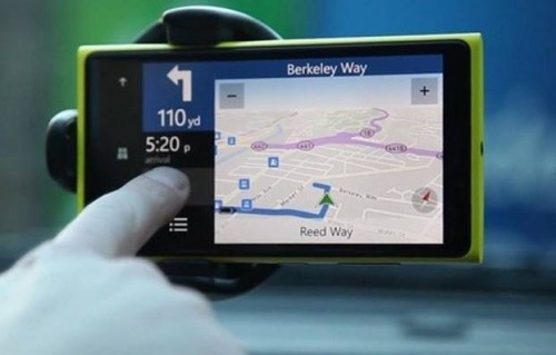 Tampilan HERE Maps pada perangkat Windows Phone