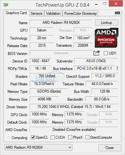 ASUS N551ZU AMD R9 M280X
