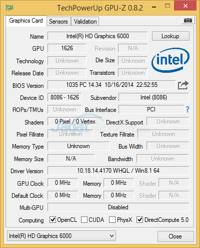 Intel NUC NUC5i5RYH GPUZ