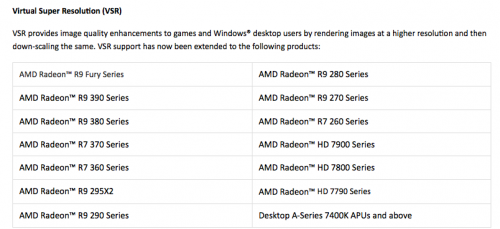 List APU dan VGA AMD yang kompatibel dengan VSR