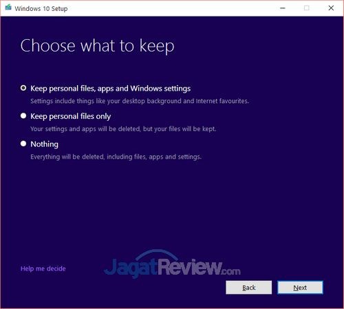 Windows 10 Installation - Choose what to keep