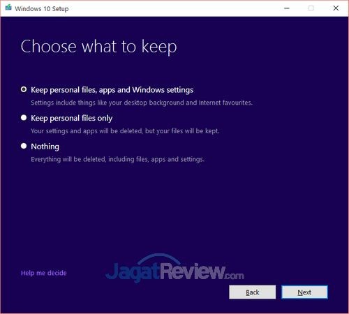 Windows 10 Installation - Choose what to keep