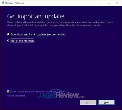 Windows 10 Installation - Get Important Updates