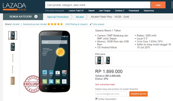 alcatel one touch flash plus
