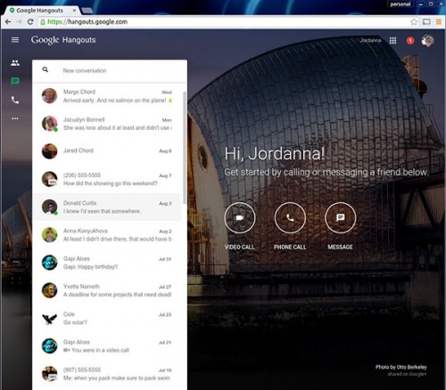 Google Hangouts Homepage