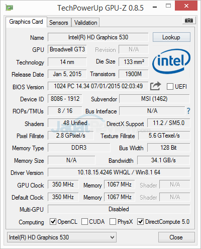 Intel HD Graphics 530 (6700K)