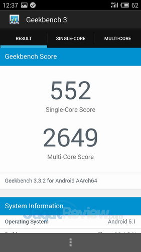 Preview Kinerja Meizu M2 Note 5 Meizu M2 Note - Geekbench 3