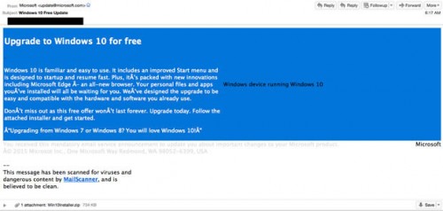 Malware Gunakan Windows 10 untuk Pancing Korban Melalui Email 2 windows-10-scam