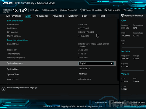 Review: ASUS Z170-A 5 ASUS_Z170A_BIOS_Main