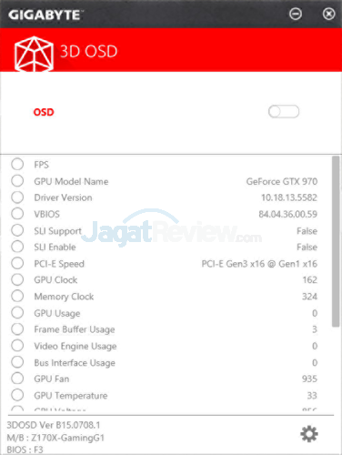 Gigabyte Z170X-Gaming G1 3D OSD