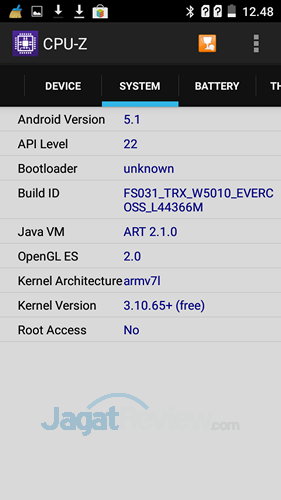 Evercoss Winner Y Ultra - CPUZ OS