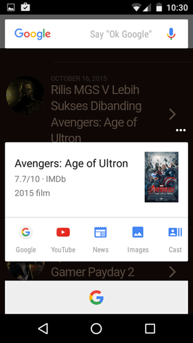 Tips Android Marshmallow: Google Now on Tap 2 Google Now On Tap - Avengers
