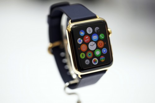 A new Apple Watch is seen during an Apple event at the Flint Center in Cupertino, California, September 9, 2014. REUTERS/Stephen Lam  (UNITED STATES - Tags: BUSINESS SCIENCE TECHNOLOGY)