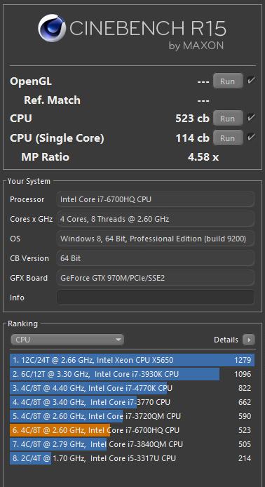 Preview Kinerja Intel Skylake Mobile di Asus ROG G752 4 cinebench15