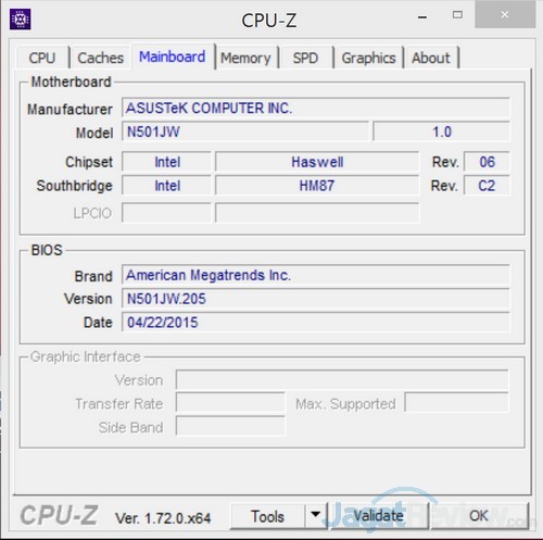 Review Notebook ASUS ZenBook Pro N501J 3 CPUZ Mainboard