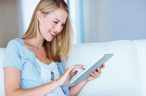 woman on tablet
