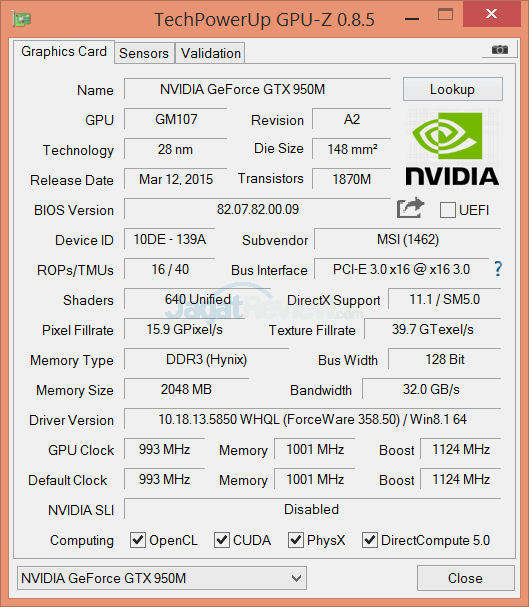 Review Notebook Gaming: MSI GP62 2QE Leopard Pro 6 MSI GP62 2QE Leopard Pro GPUZ 02
