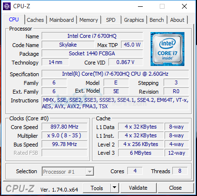 Review Notebook Gaming: MSI GE62 6QF Apache Pro 3 MSI GE62 6QF Apache Pro CPUZ 01