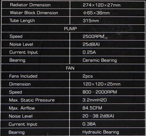 Review Watercooling ID-Cooling Frostflow 240L 2 spec frosflow 240L