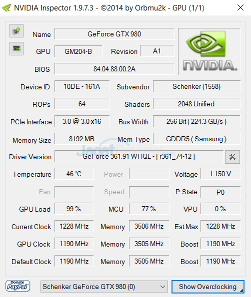 Review VGA Notebook: NVIDIA GeForce GTX 980 8 GB GDDR5 6 NVIDIA GTX 980 (Notebook) NVI