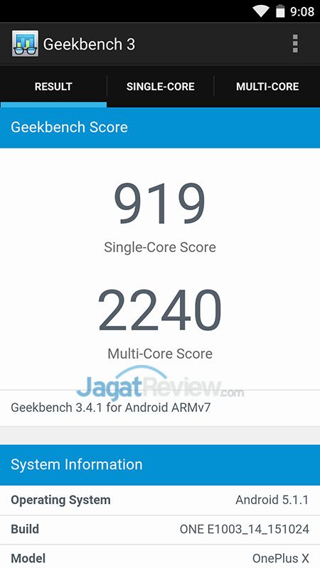 Review Smartphone Android: OnePlus X 3 geekbench