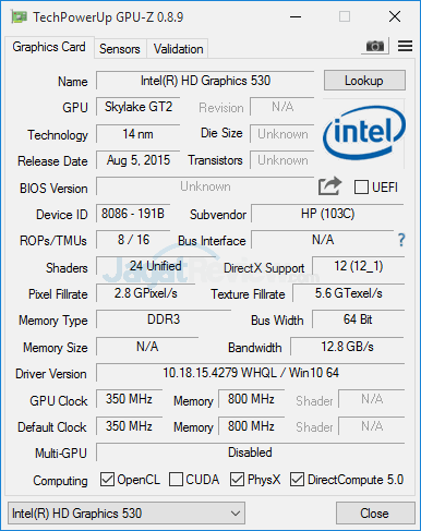 Review Notebook Gaming: HP Pavilion Gaming 15-ak035tx 8 HP Pavilion Gaming 15-ak035tx GPUZ 02