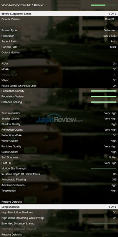 HP Pavilion Gaming 15-ak035tx GTAV Setting Default