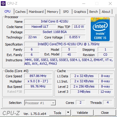 Review Notebook Acer Aspire E5 473G 2 CPUZ prosesor