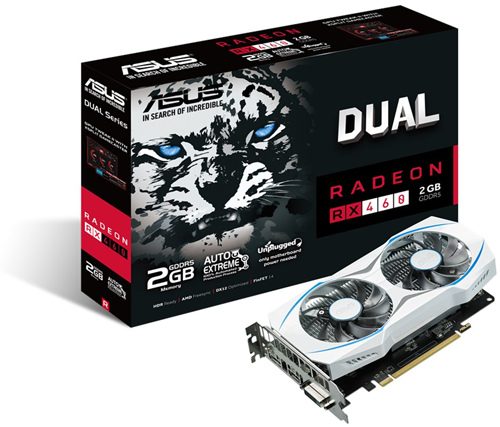 ASUS DUAL RX 460 2 GB 1220 MHz (OC Mode) 1200 MHz (Gaming Mode) 7000