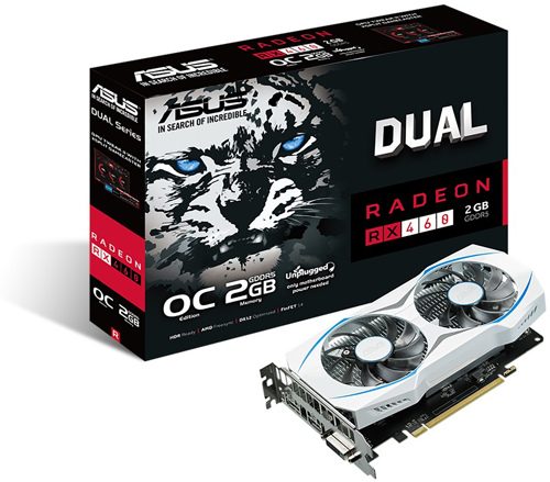 ASUS DUAL RX 460 2 GB OC Edition 1244 MHz (OC Mode) 1224 MHz (Gaming Mode) 7000