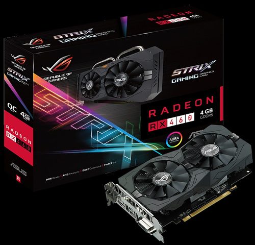 ASUS ROG Strix RX 460 4 GB Gaming OC Edition 1256 MHz (OC Mode) 1236 MHz (Gaming Mode) 7000