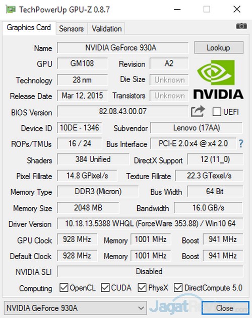 Review Lenovo Ideacentre AIO 700 5 GPUZ NVIDIA