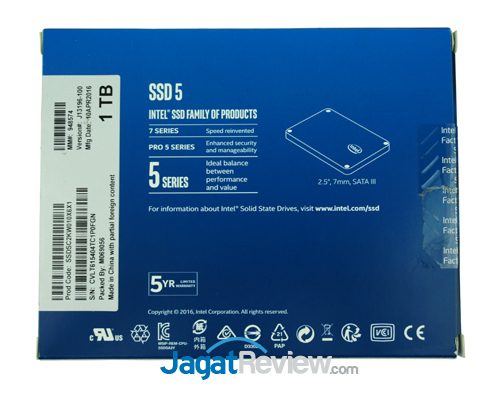 Tampak belakang kemasan SSD Intel 540s Series