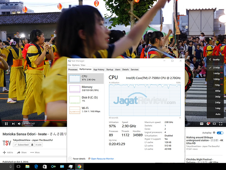 Preview Notebook Intel Kaby Lake: HP Spectre x360 13 (2016) 5 HP Spectre x360 13 (Kaby Lake) 4K YT QSV Off v2